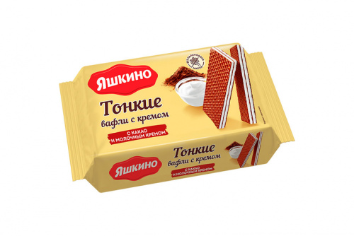  laquo;Яшкино raquo;, вафли тонкие с какао и молочным кремом, 144 nbsp;г