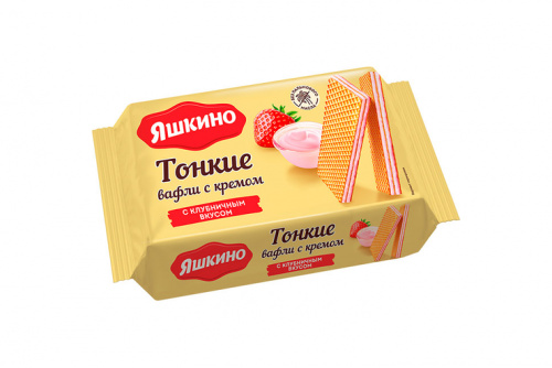  laquo;Яшкино raquo;, вафли тонкие с кремом с клубничным вкусом, 144 nbsp;г