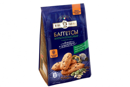  laquo;Nina Farina raquo;, баггетсы мультизлаковые с морской солью, 65 nbsp;г