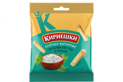  laquo;Кириешки raquo;, сухарики со вкусом сметаны с зеленью, 40 nbsp;г (цена за 5 шт.)